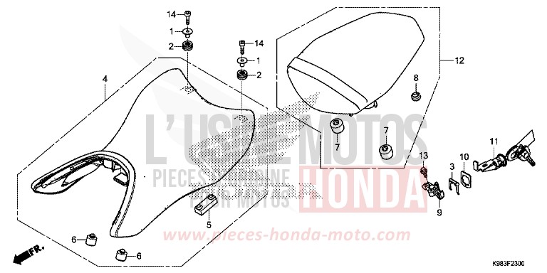 SITZ von CB125R PEARL METALLOID WHITE (NHA96) von 2018