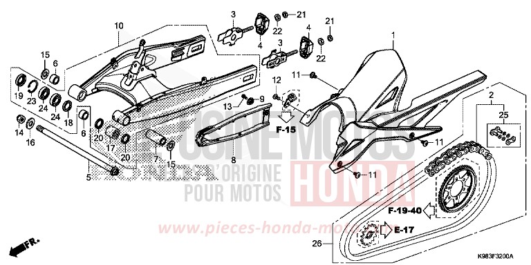 SCHWINGE von CB125R PEARL METALLOID WHITE (NHA96) von 2018