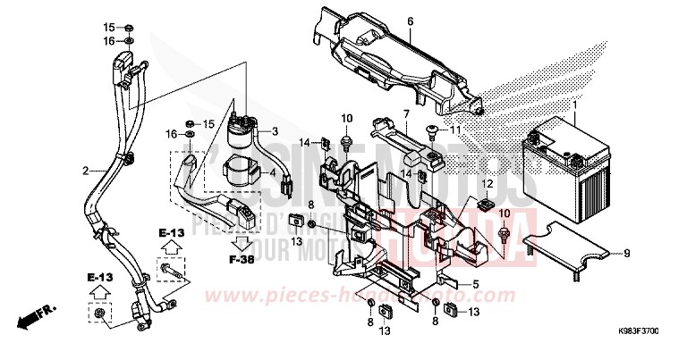 BATTERIE von CB125R PEARL METALLOID WHITE (NHA96) von 2018