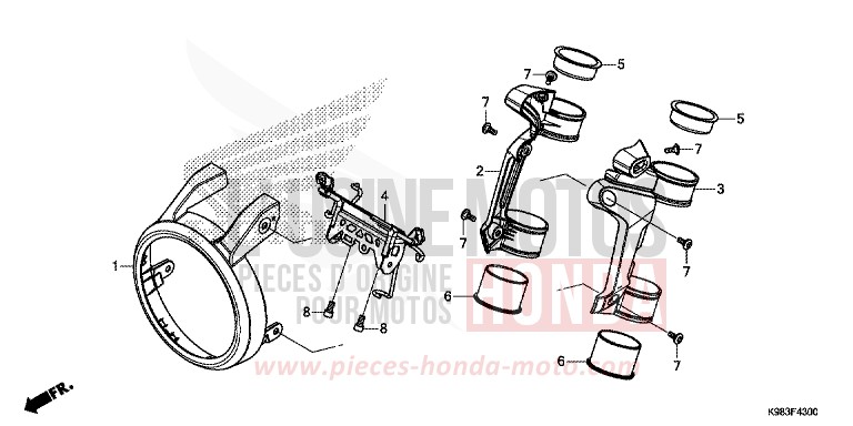 WINDLAUF, VORNE von CB125R PEARL METALLOID WHITE (NHA96) von 2018