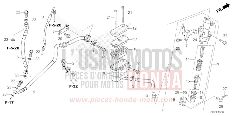 REAR BRAKE MASTER CYLINDER von CB125R CANDY CHROMOSPHERE RED (R381) von 2021