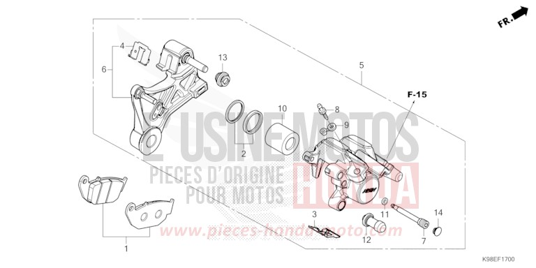 HINTERRAD-BREMSSATTEL von CB125R MAT GUNPOWDER BLACK METALLIC (NH436) von 2021