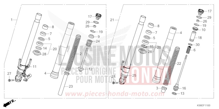 GABEL, VORNE von CB125R PEARL SMOKY GRAY (NHC53) von 2021