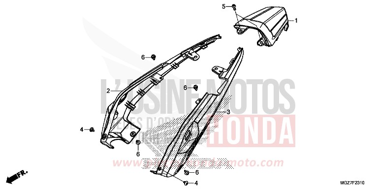 WINDLAUF, HINTEN von CB500X MAT GUNPOWDER BLACK METALLIC (NH436) von 2015