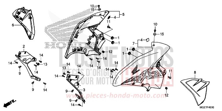 MITTLERER WINDLAUF von CB500X MAT GUNPOWDER BLACK METALLIC (NH436) von 2015