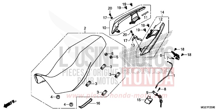 SITZ/HINTERER GRIFF von CB500X MILLENNIUM RED (R263) von 2015