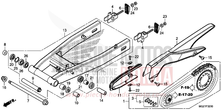 SCHWINGE von CB500X MILLENNIUM RED (R263) von 2015