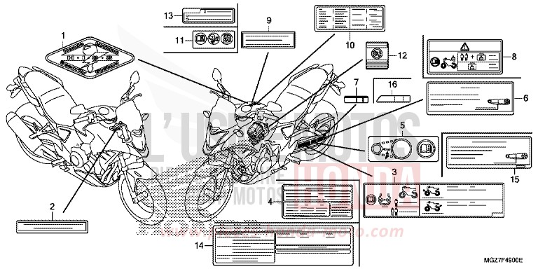 WARNETIKETT von CB500X MILLENNIUM RED (R263) von 2015