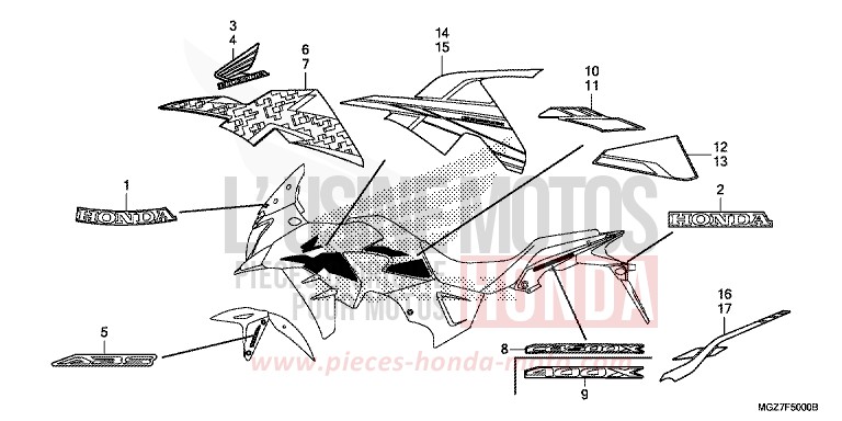 MARKE von CB500X MILLENNIUM RED (R263) von 2015