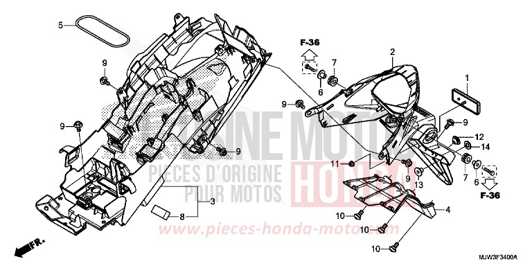 KOTFLUEGEL, HINTEN von CB500X ASTEROID BLACK METALLIC (NHA35) von 2016