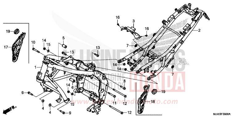 RAHMENKOERPER von CB500X MAT FRESCO BROWN (Y215) von 2016