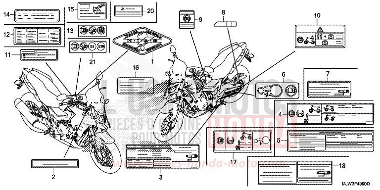 WARNETIKETT von CB500X MAT FRESCO BROWN (Y215) von 2016