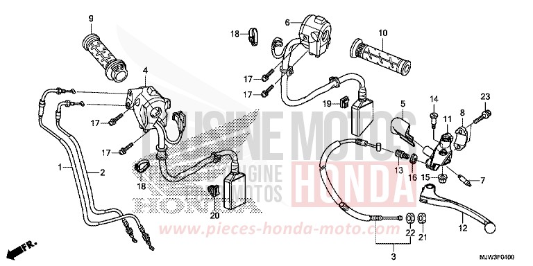 LEVIER DE GUIDON/COMMUTATEUR/CABLE von CB500X MILLENNIUM RED (R263) von 2016