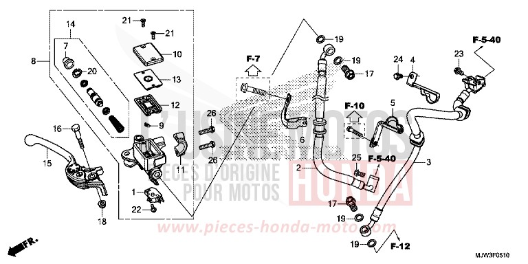 MAITRE-CYLINDRE DE FREIN AVANT CYLINDRE (CB500XA/CB400XA) von CB500X MILLENNIUM RED (R263) von 2016