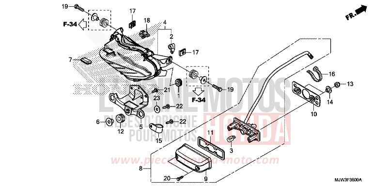 FEU ARRIERE von CB500X MILLENNIUM RED (R263) von 2016
