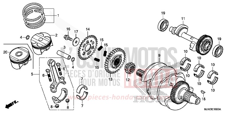 ARBRE VILEBREQUIN/PISTON von CB500X PEARL HORIZON WHITE (NHB61) von 2016
