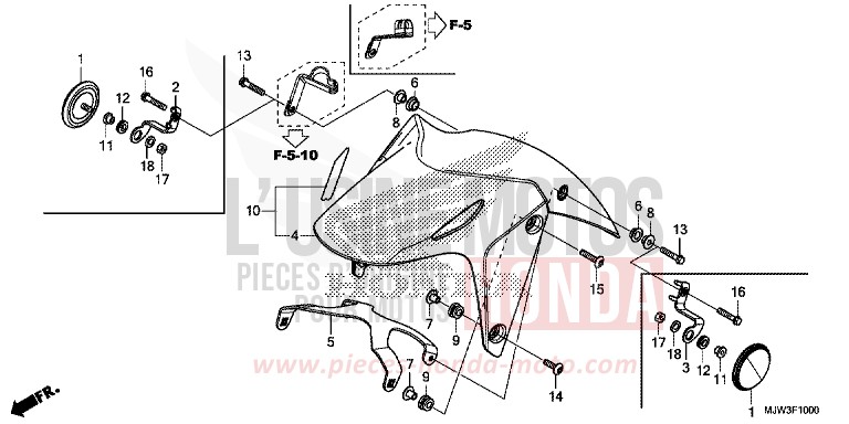 KOTFLUEGEL, VORNE von CB500X PEARL HORIZON WHITE (NHB61) von 2016