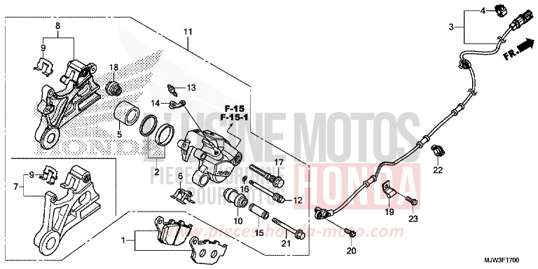 HINTERRAD-BREMSSATTEL von CB500X PEARL HORIZON WHITE (NHB61) von 2016