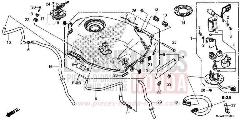 KRAFTSTOFFTANK/KRAFTSTOFFPUMPE von CB500X MAT GUNPOWDER BLACK METALLIC (NH436) von 2016