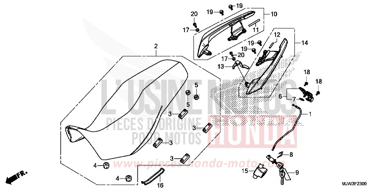 SITZ/HINTERER GRIFF von CB500X CANDY ROSY RED (R340) von 2017