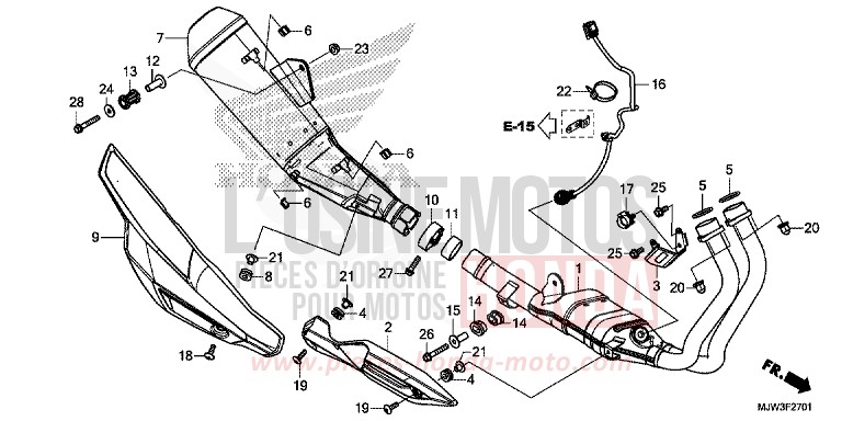 ABGAS-SCHALLDAEMPFER (CB500XH/CB500XAH/CB400XH/CB400XAH) von CB500X SWORD SILVER METALLIC (NHA95) von 2017
