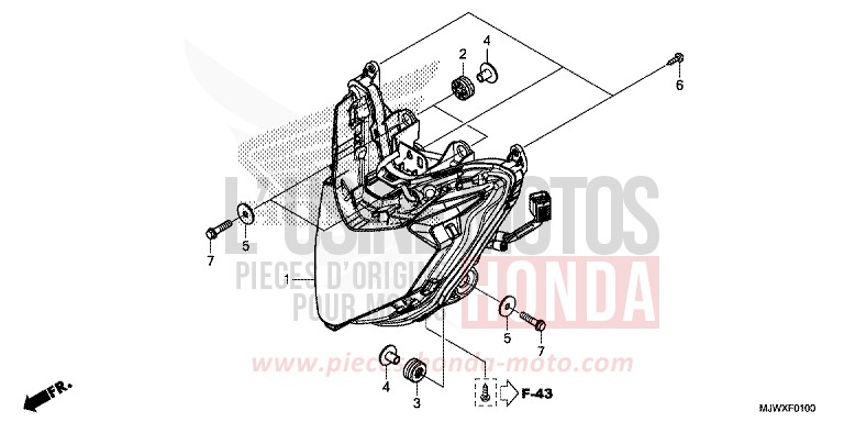 SCHEINWERFER von CB500X CANDY CHROMOSPHERE RED (R381) von 2018