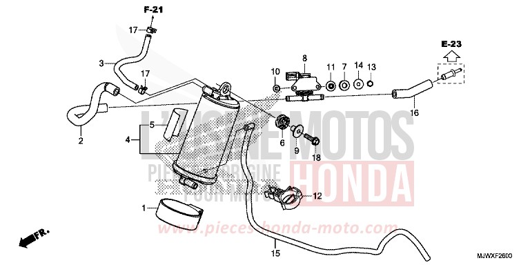 AKTIVKOHLEBEHAELTER von CB500X CANDY CHROMOSPHERE RED (R381) von 2018