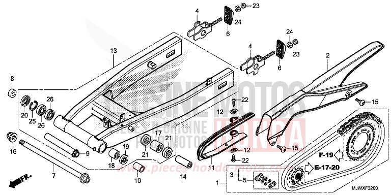 SCHWINGE von CB500X CANDY CHROMOSPHERE RED (R381) von 2018