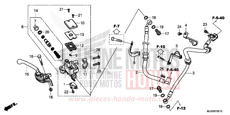 HAUPTBREMSZYLINDER, VORNE ZYLINDER (CB500XA/CB400XA) von CB500X FORCE SILVER METALLIC (NH411) von 2018