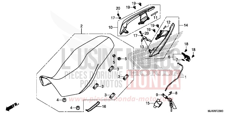 SITZ/HINTERER GRIFF von CB500X FORCE SILVER METALLIC (NH411) von 2018