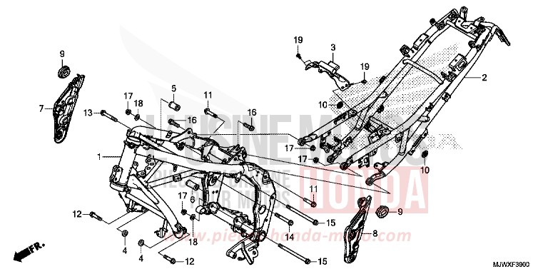 RAHMENKOERPER von CB500X FORCE SILVER METALLIC (NH411) von 2018