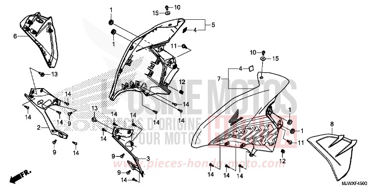 MITTLERER WINDLAUF von CB500X FORCE SILVER METALLIC (NH411) von 2018