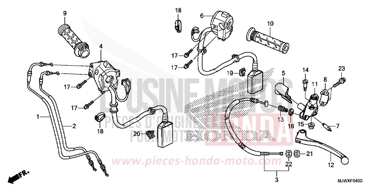 HEBELGRIFF/SCHALTER/KABEL von CB500X MAT GUNPOWDER BLACK METALLIC (NH436) von 2018