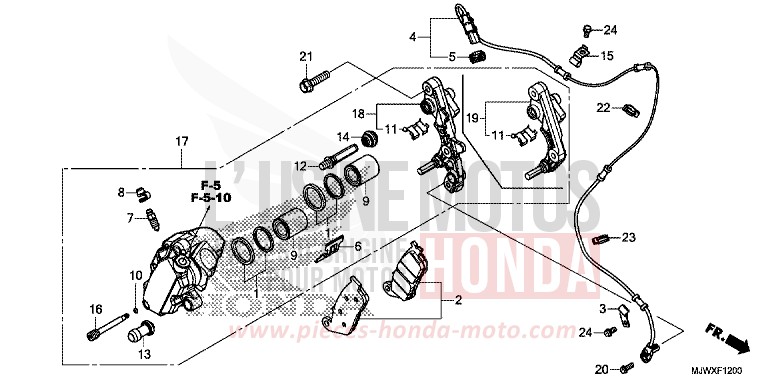 VORDERRAD-BREMSSATTEL von CB500X MAT GUNPOWDER BLACK METALLIC (NH436) von 2018