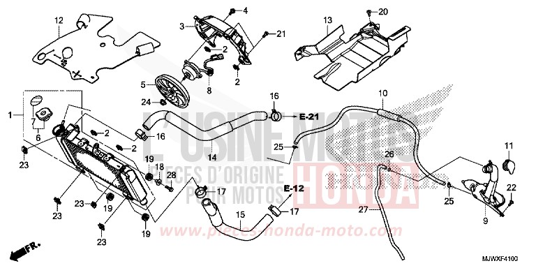 KUEHLER von CB500X MAT GUNPOWDER BLACK METALLIC (NH436) von 2018