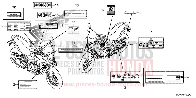 WARNETIKETT von CB500X MAT GUNPOWDER BLACK METALLIC (NH436) von 2018