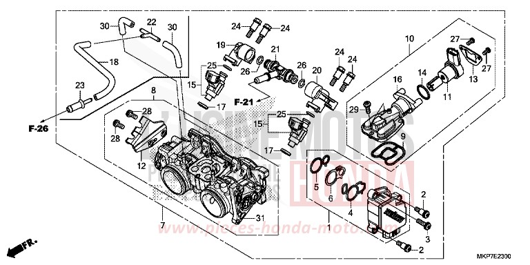 DROSSELKLAPPENGEHAEUSE von CB500X PEARL METALLOID WHITE (NHA96) von 2019