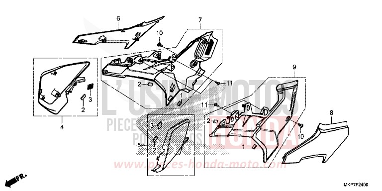 SEITENABDECKUNG von CB500X PEARL METALLOID WHITE (NHA96) von 2019