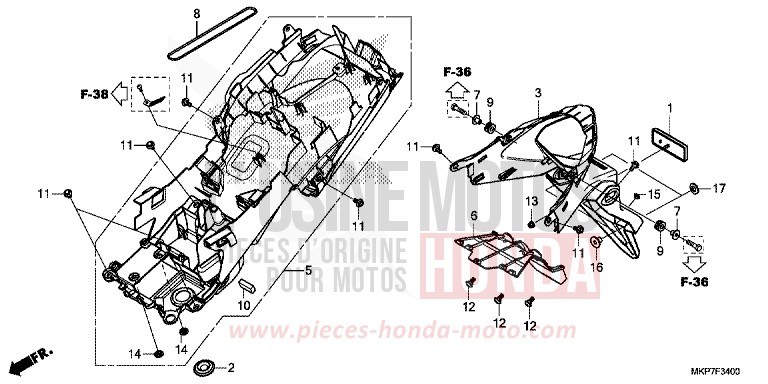 KOTFLUEGEL, HINTEN von CB500X PEARL METALLOID WHITE (NHA96) von 2019
