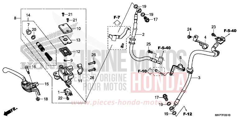 HAUPTBREMSZYLINDER, VORNE ZYLINDER (CB400XAK,CB500XAK/L/M) von CB500X GRAND PRIX RED (R380) von 2021