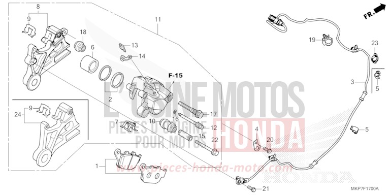 HINTERRAD-BREMSSATTEL von CB500X GRAND PRIX RED (R380) von 2022