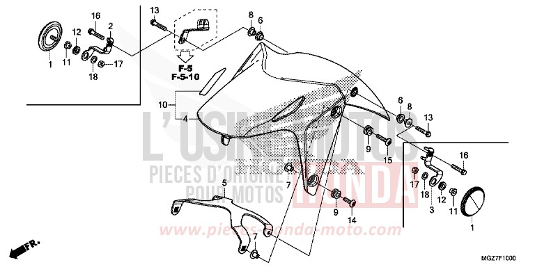 KOTFLUEGEL, VORNE von CB500X CANDY RUBY RED (R4) von 2014