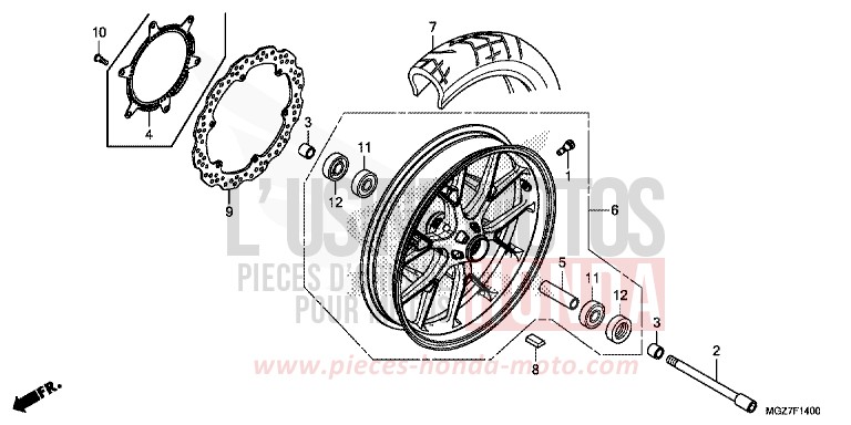 VORDERRAD von CB500X CANDY RUBY RED (R4) von 2014