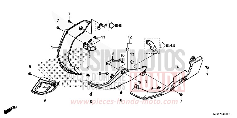 UNTERER WINDLAUF von CB500X CANDY RUBY RED (R4) von 2014