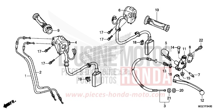 HEBELGRIFF/SCHALTER/KABEL von CB500X PEARL HIMALAYAS WHITE (NHA87) von 2014