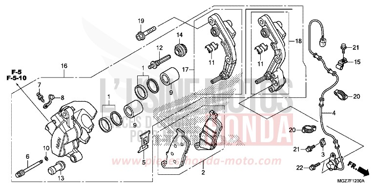 VORDERRAD-BREMSSATTEL von CB500X PEARL HIMALAYAS WHITE (NHA87) von 2014