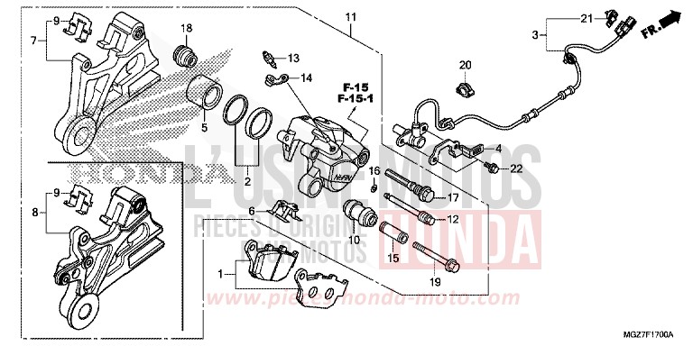 HINTERRAD-BREMSSATTEL von CB500X PEARL HIMALAYAS WHITE (NHA87) von 2014