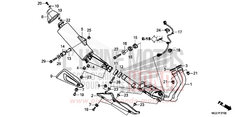 ABGAS-SCHALLDAEMPFER von CB500X PEARL HIMALAYAS WHITE (NHA87) von 2014