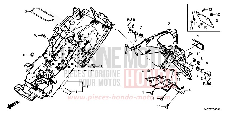 KOTFLUEGEL, HINTEN von CB500X PEARL HIMALAYAS WHITE (NHA87) von 2014