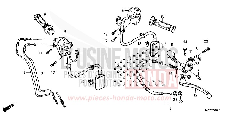 HEBELGRIFF/SCHALTER/KABEL von CB500F GRAPHITE BLACK (NHB01) von 2015